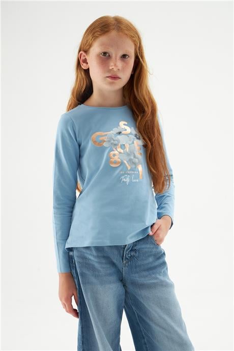 Guess Kız Çocuk Mavi Tshirt