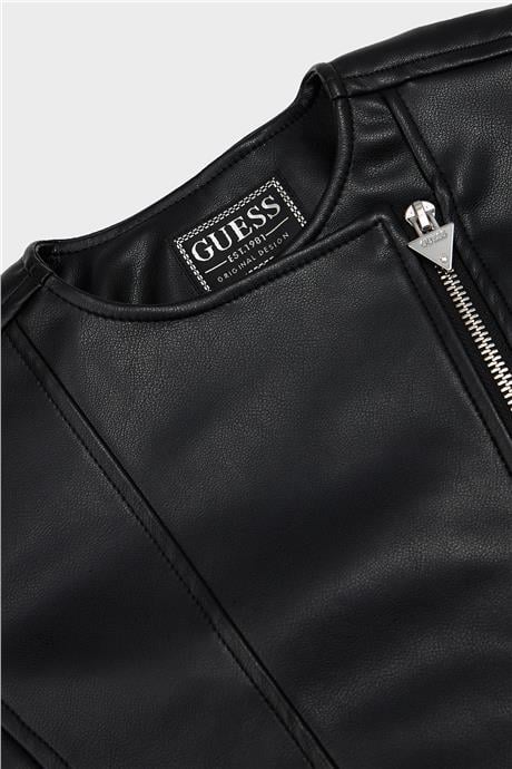 Guess Kız Çocuk Siyah Deri Ceket