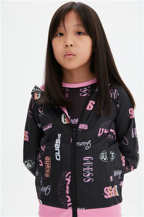 Guess Kız Çocuk Siyah Pembe Ceket