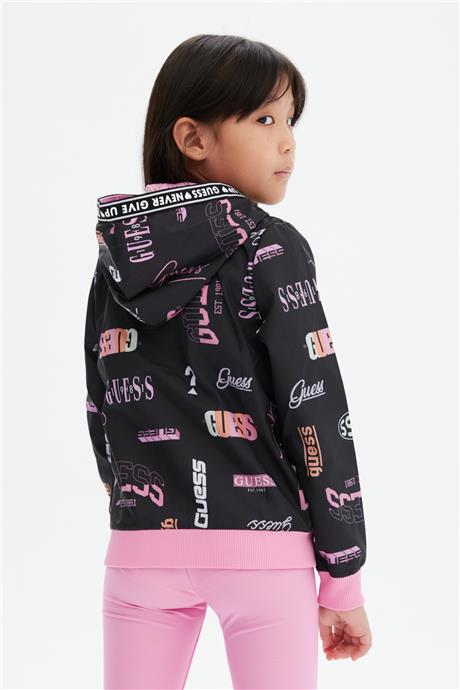 Guess Kız Çocuk Siyah Pembe Ceket