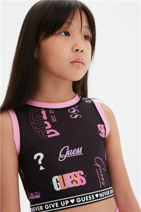 Guess Kız Çocuk Siyah Pembe Crop