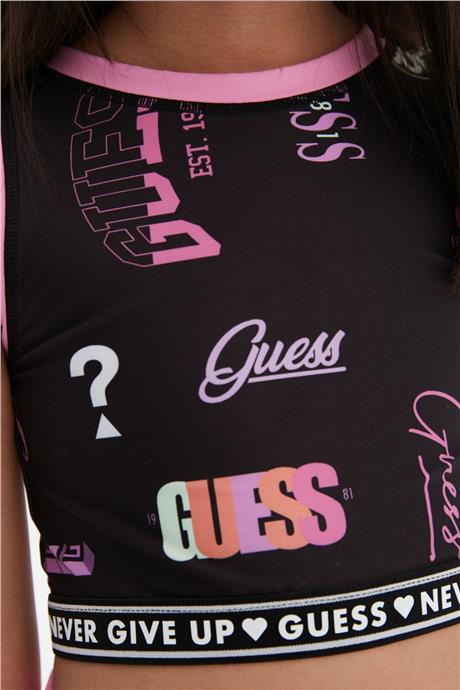 Guess Kız Çocuk Siyah Pembe Crop