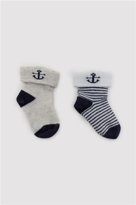 Layette Erkek Bebek Çizgili 2li Çorap
