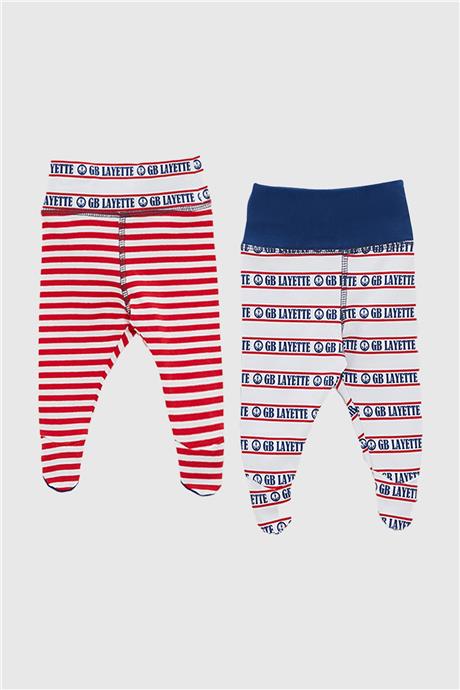 Layette Erkek Bebek Çizgili 2li Patikli Set