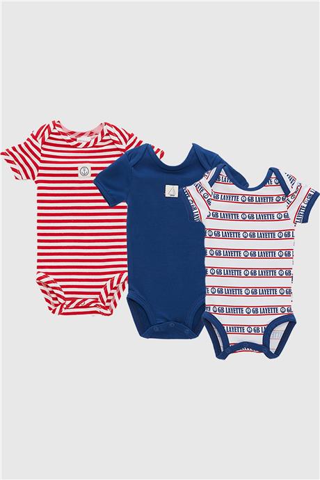 Layette Erkek Bebek Desenli 3lü Body Set