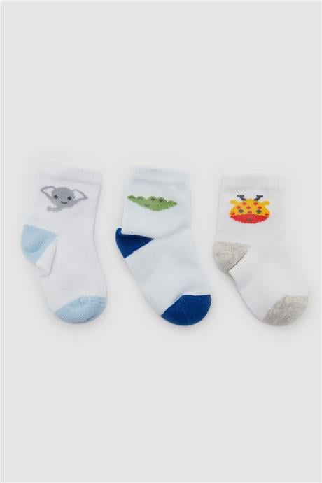 Layette Erkek Bebek Desenli 3lü Çorap