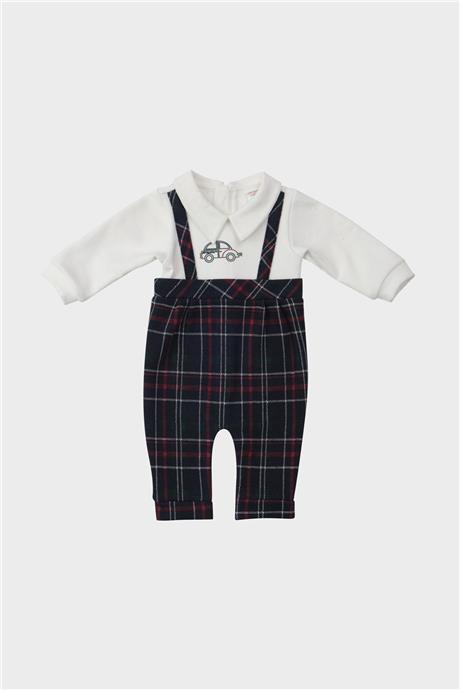 Layette Erkek Bebek Ekose Tulum