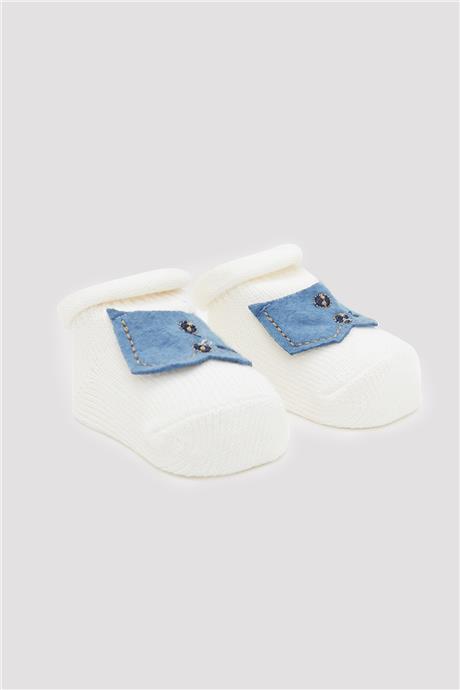 Layette Erkek Bebek Ekru Çorap
