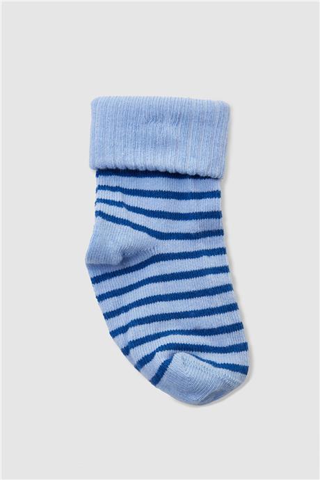 Layette Erkek Bebek Mavi 3lü Çorap Seti