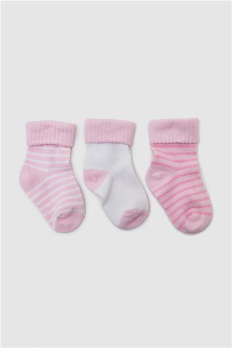 Layette Erkek Bebek Pembe 3lü Çorap Seti