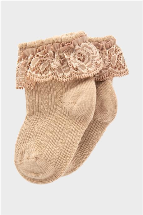 Layette Kız Bebek Bej Çorap
