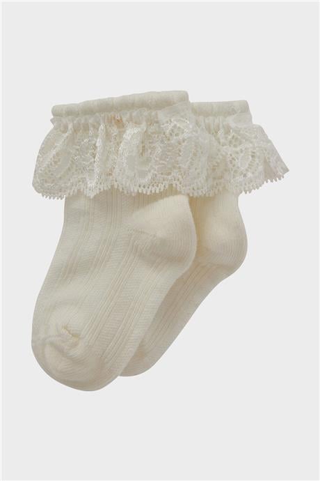 Layette Kız Bebek Beyaz Çorap