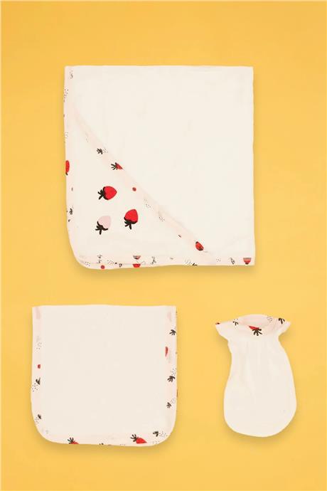 Layette Kız Bebek Beyaz Havlu Seti