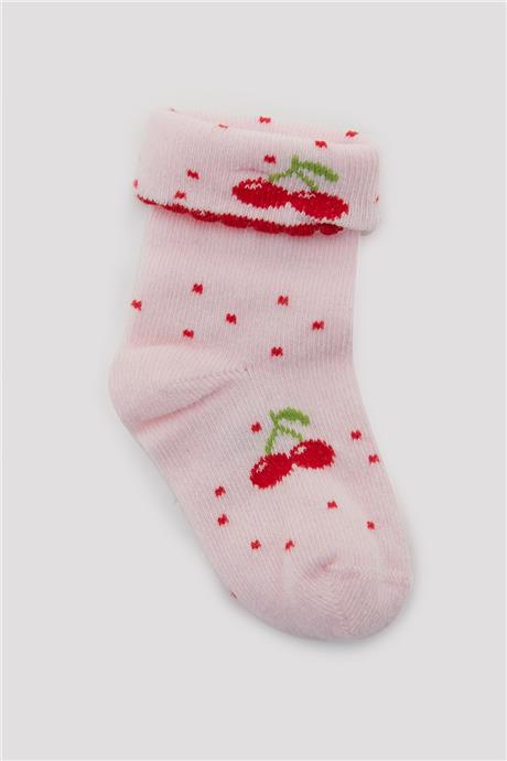 Layette Kız Bebek Desenli 3lü Çorap