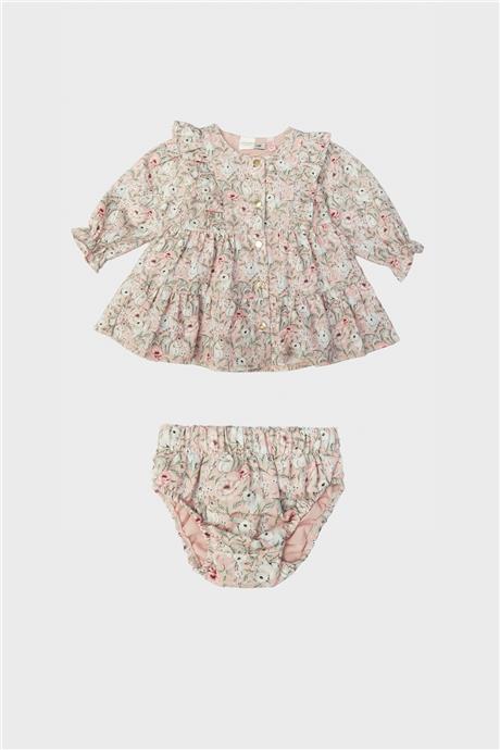 Layette Kız Bebek Desenli Elbise