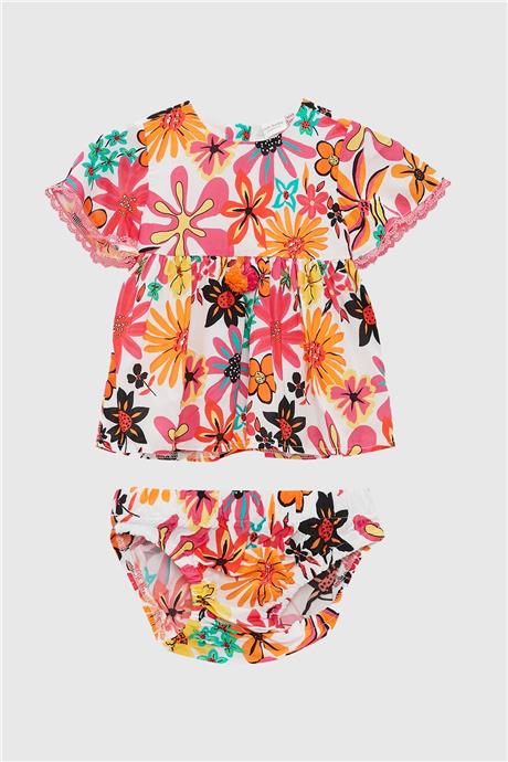 Layette Kız Bebek Desenli Elbise
