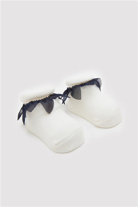 Layette Kız Bebek Ekru Çorap