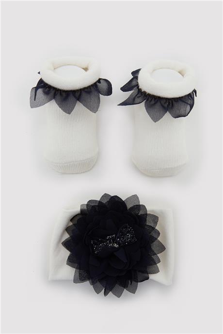 Layette Kız Bebek Ekru Çorap