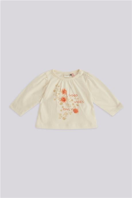 Layette Baby Girl Ecru Tshirt Layette Baby Girl Ecru Tshirt 
