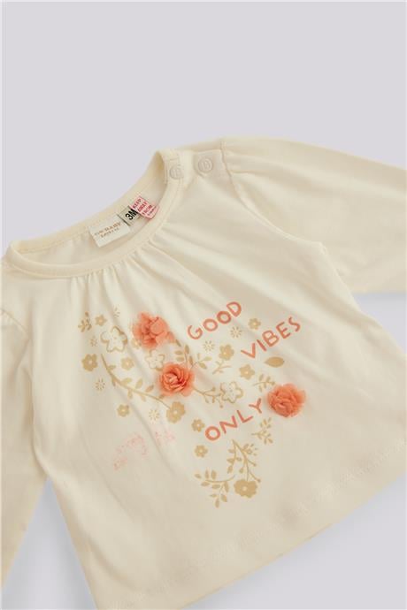 Layette Baby Girl Ecru Tshirt Layette Baby Girl Ecru Tshirt 