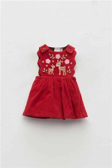 Layette Kız Bebek Kırmızı 2li Elbise Takımı