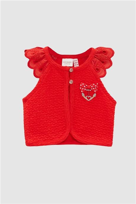 Layette Kız Bebek Kırmızı Yelek