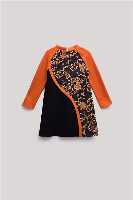 Lia Lea Kız Çocuk Oranj-Siyah Elbise