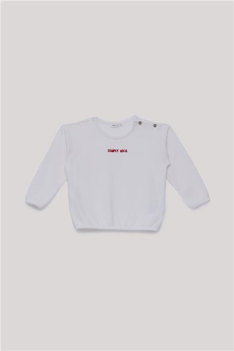 Nebbati Basic Erkek Bebek Ekru Sweatshirt