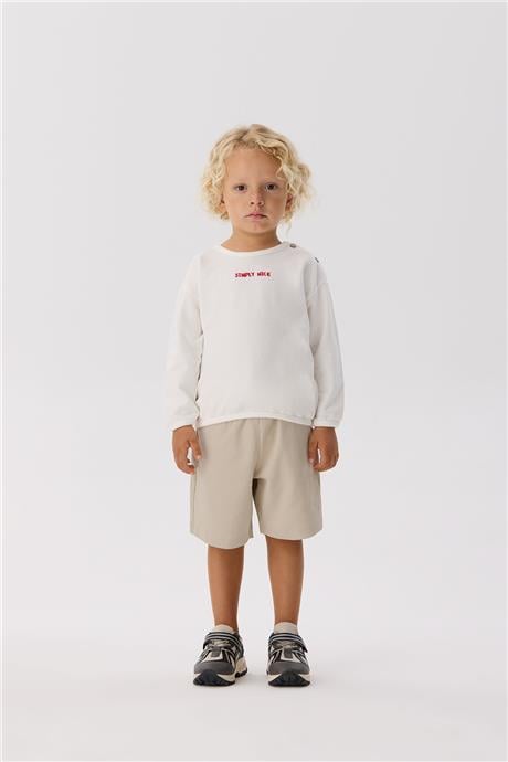 Nebbati Basic Erkek Bebek Ekru Sweatshirt