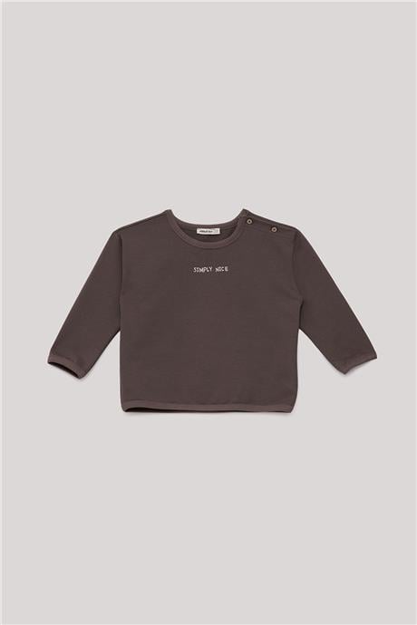 Nebbati Basic Erkek Bebek Kahverengi Sweatshirt