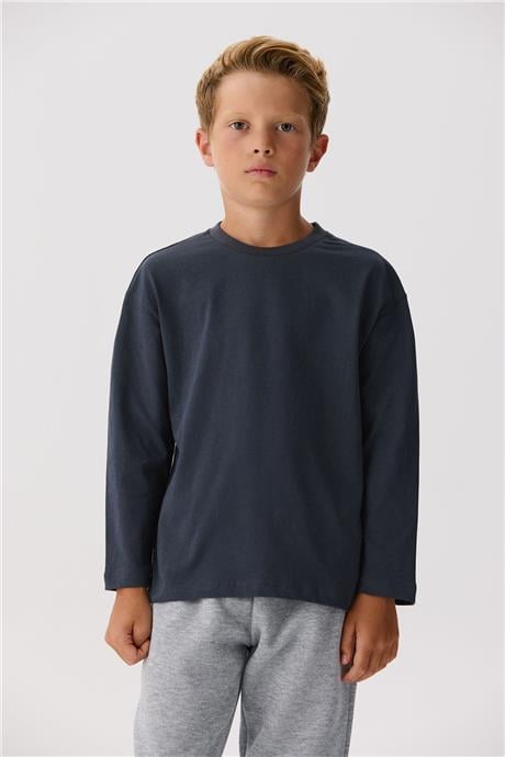 Nebbati Basic Erkek Çocuk Antrasit T-Shirt
