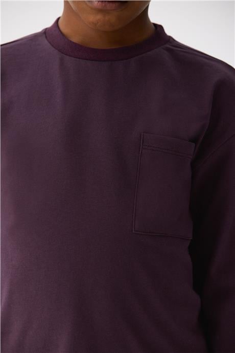 Nebbati Basic Erkek Çocuk Bordo T-Shirt
