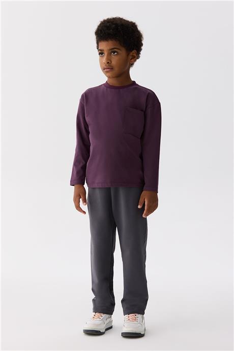 Nebbati Basic Erkek Çocuk Bordo T-Shirt