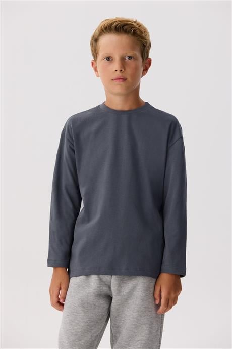 Nebbati Basic Erkek Çocuk Gri T-Shirt