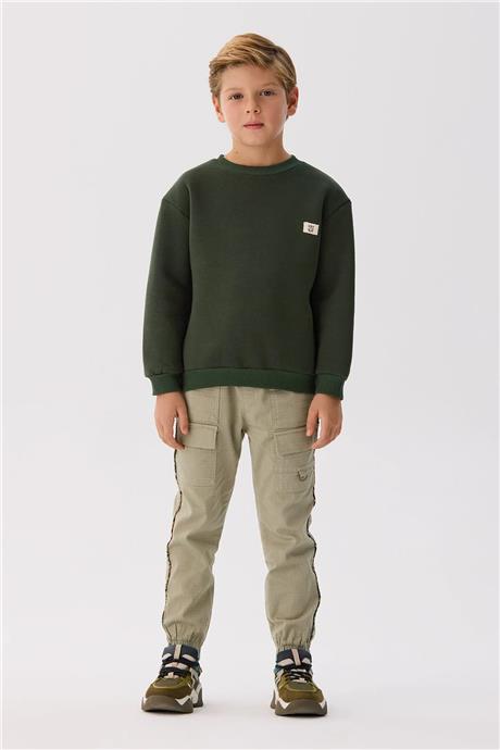 Nebbati Basic Erkek Çocuk Haki Sweatshirt