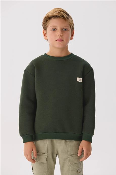 Nebbati Basic Erkek Çocuk Haki Sweatshirt