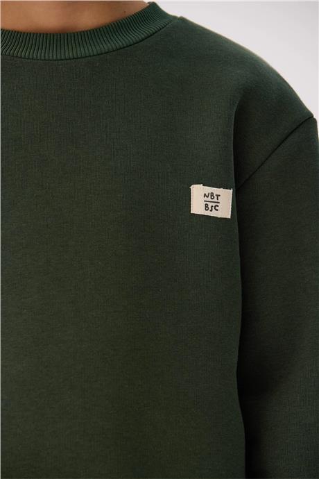 Nebbati Basic Erkek Çocuk Haki Sweatshirt