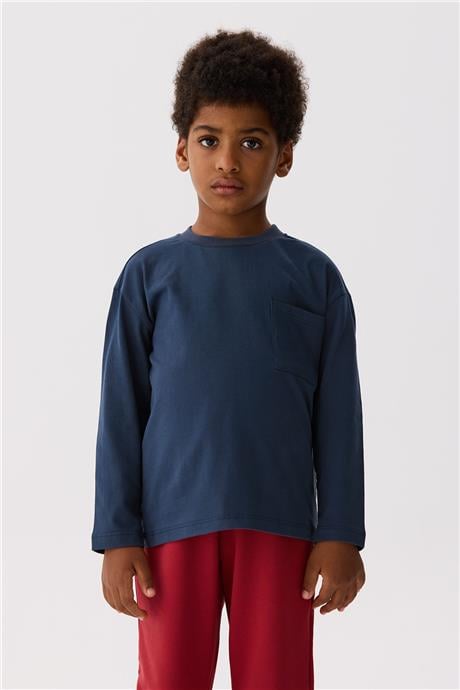 Nebbati Basic Erkek Çocuk Lacivert T-Shirt