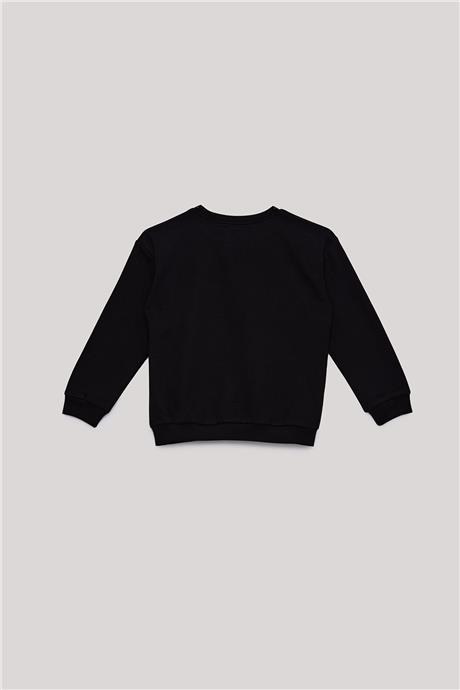 Nebbati Basic Erkek Çocuk Siyah Sweatshirt