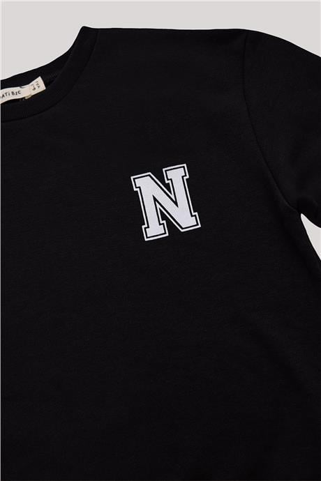 Nebbati Basic Erkek Çocuk Siyah Sweatshirt