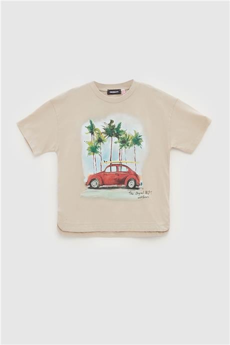 Nebbati Erkek Çocuk Bej T-Shirt