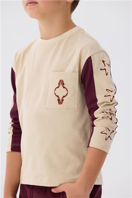 Nebbati Erkek Çocuk Bej T-Shirt