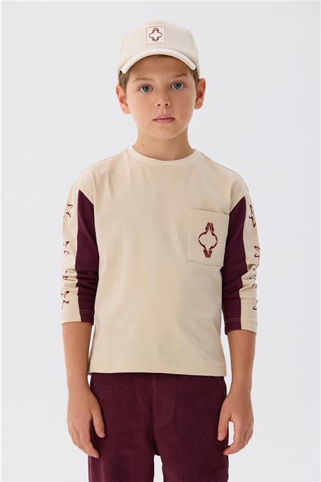 Nebbati Erkek Çocuk Bej T-Shirt