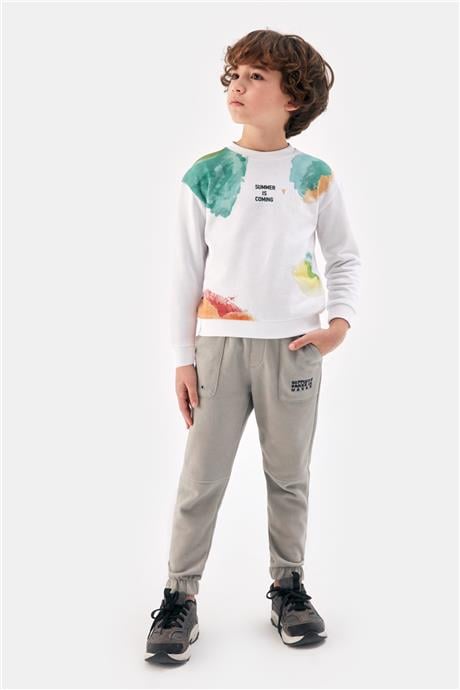 Nebbati Erkek Çocuk Beyaz Sweatshirt