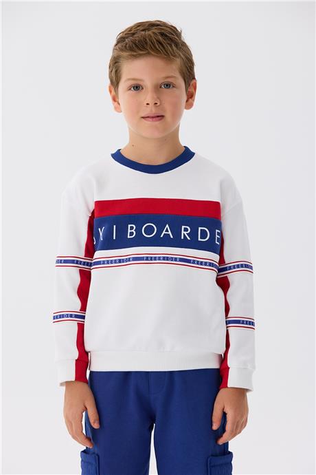 Nebbati Erkek Çocuk Beyaz Sweatshirt