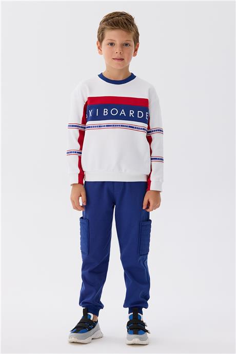 Nebbati Erkek Çocuk Beyaz Sweatshirt