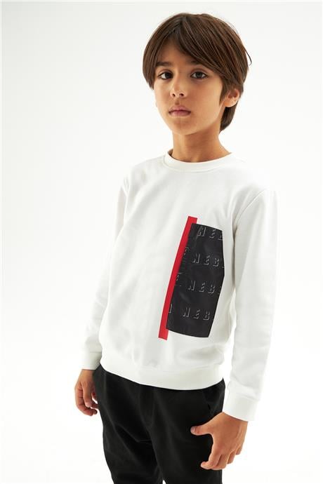 Nebbati Erkek Çocuk Beyaz Sweatshirt