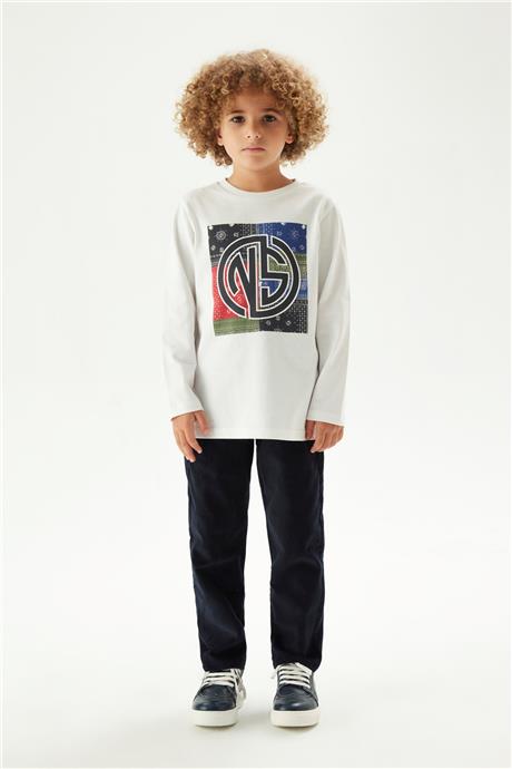 Nebbati Erkek Çocuk Beyaz T-Shirt
