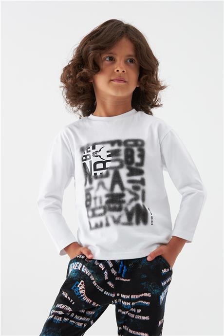 Nebbati Erkek Çocuk Beyaz T-Shirt
