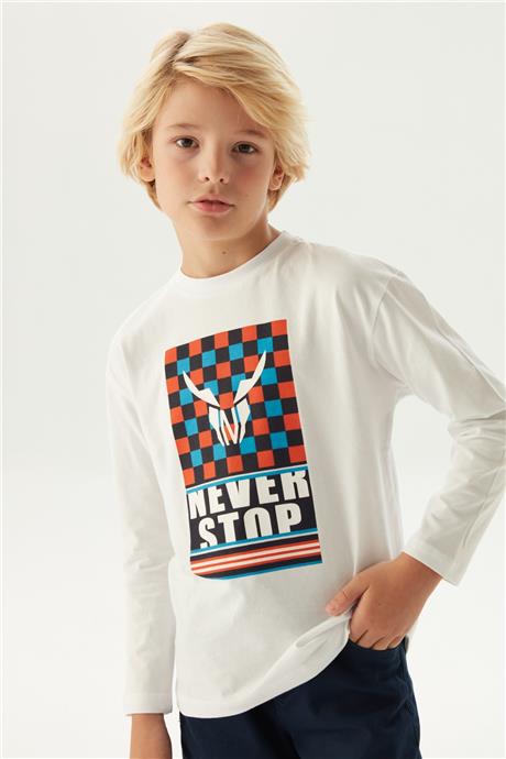 Nebbati Erkek Çocuk Beyaz T-Shirt